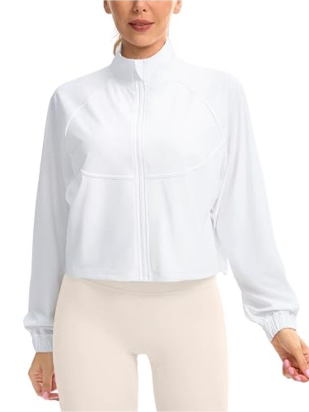 Women's Lightweight UPF 50+ Cropped Athletic Jacket Full Zip